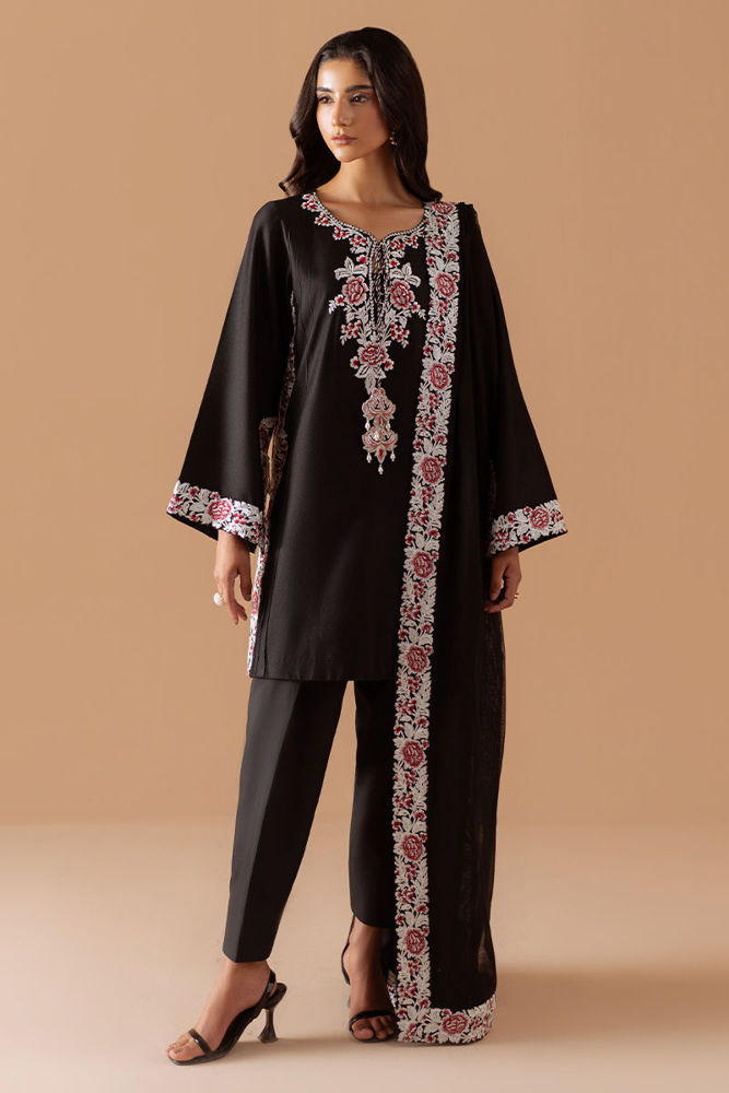 Elegant black dress for women front view